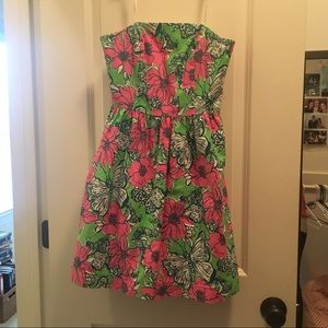 Lilly Pulitzer strapless butterfly dress size 0
